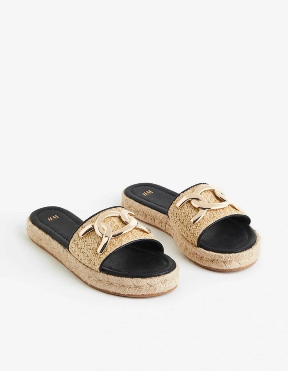 H&M Raffia Espadrille Slide Sandals